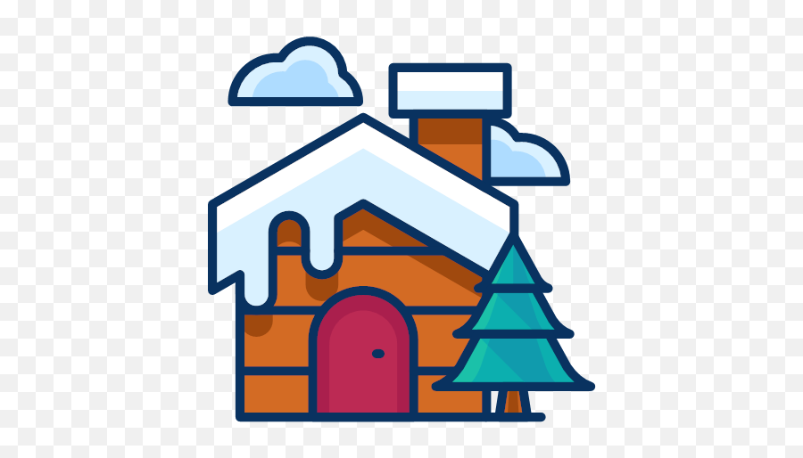 Cloud House Property Snow Tree Winter Icon - Filled Line Png,Snowy Icon