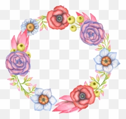 Hand Painted Colorful Flowers Wild Berries - png
