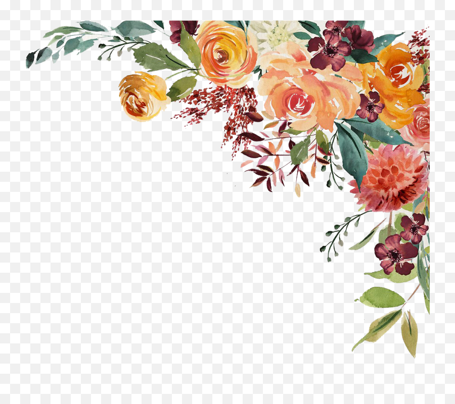 Watercolor Roses Design Floral Painting - Corner Watercolor Flowers Transparent Background Png,Watercolor Roses Png