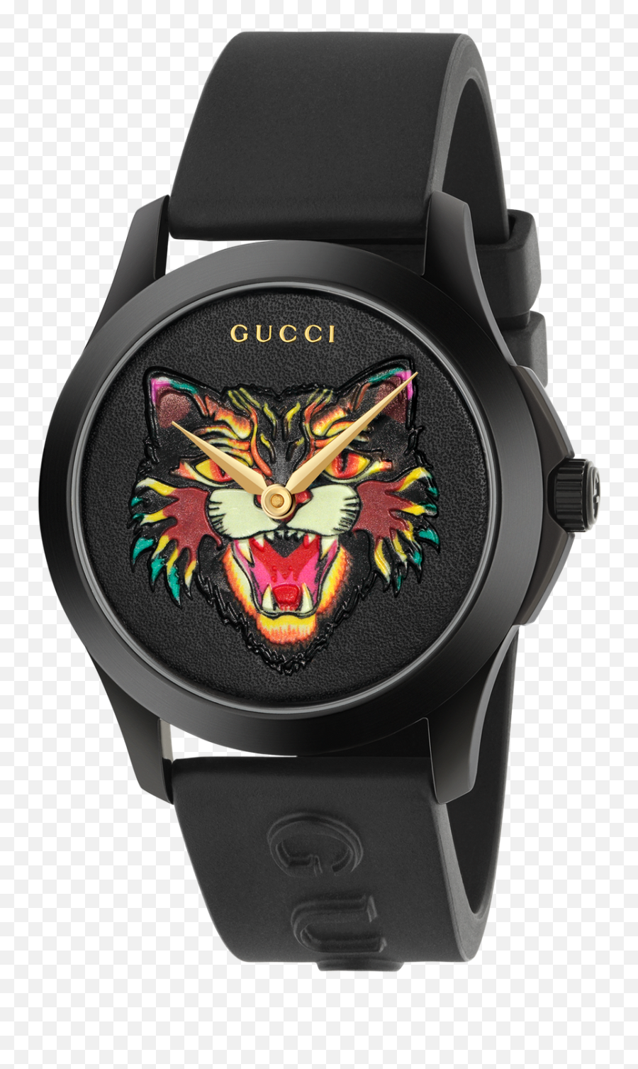G - Timeless Watch With Cat Dial Black Cat Gucci Watch Png,Gucci Snake Logo