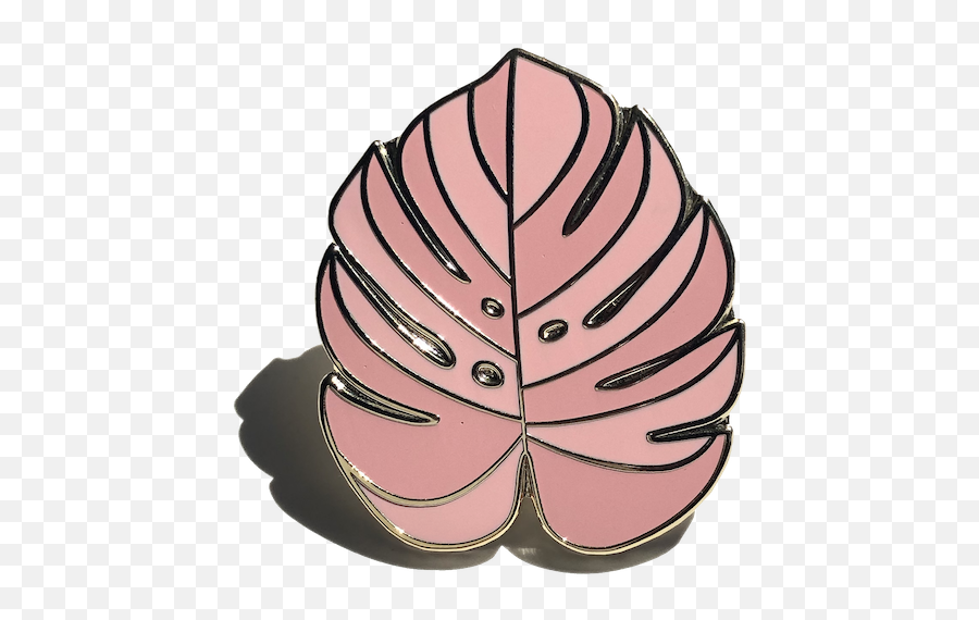 Monstera Deliciosa Leaf - Enamel Pin Pink U2013 Green Illustration Png,Monstera Leaf Png
