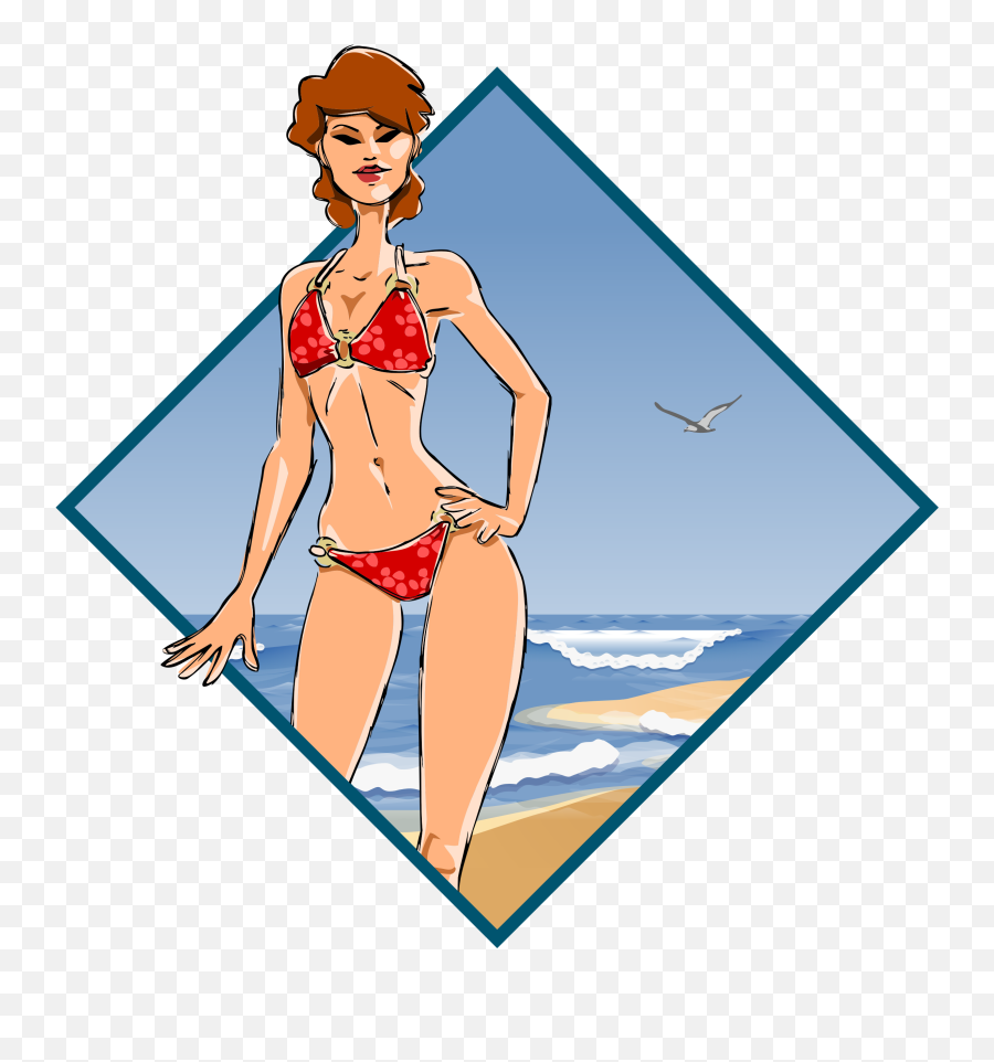 Big Image - Illustration Model Girl Bikini Full Size Png Model In A Bathing Suit Clipart,Bikini Png