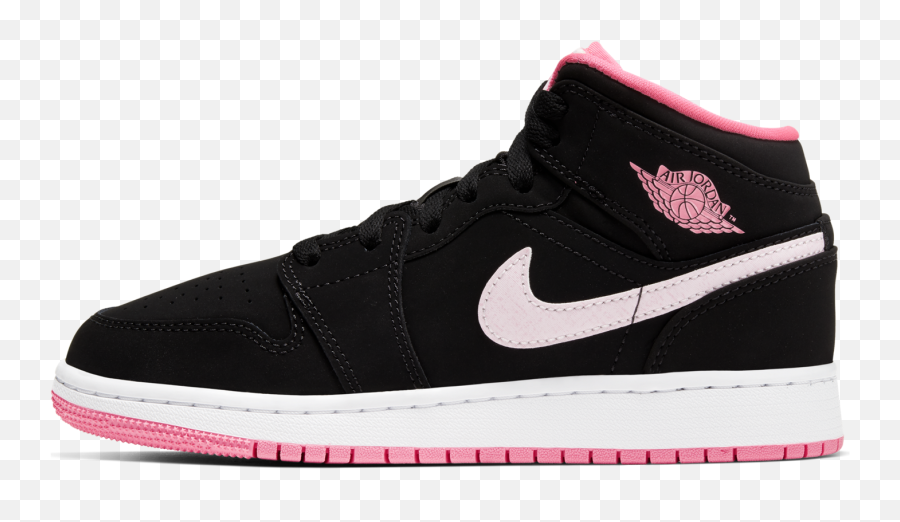 Air Jordan 1 Mid Black Digital Pink Gs 555112 066 - Jordans Shoes For Girls Png,Air Jordan Png