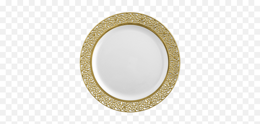 Inspiration 9 White W Gold Lace Border Luncheon Plastic - White And Silver Dinner Set Png,Lace Border Transparent