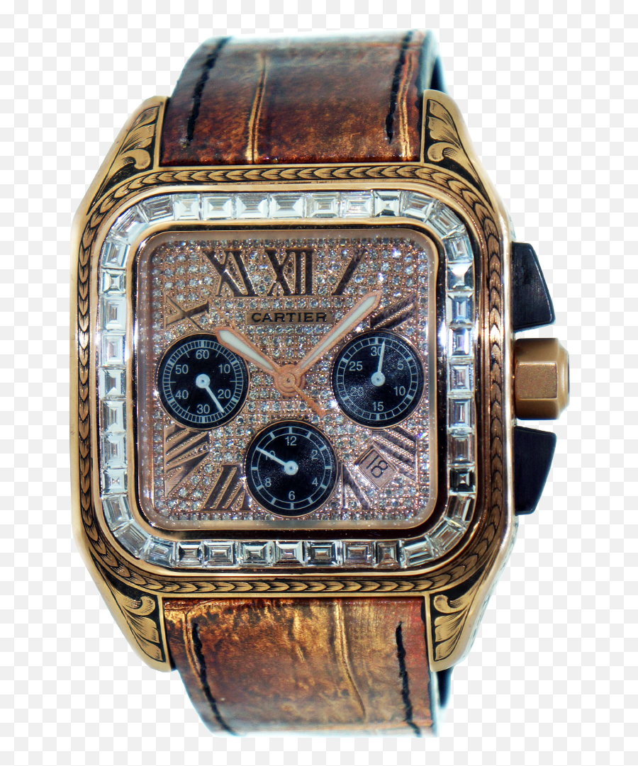 Cartier Santos 100 Chronograph Xl Lamborghini U2013 Watchcraft - Cartier Santos 100 Xl Baguette Bezel Png,Lambo Icon