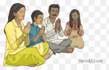 Hindu Family Praying Illustration - Twin 1982795 PNG Prayer Clipart