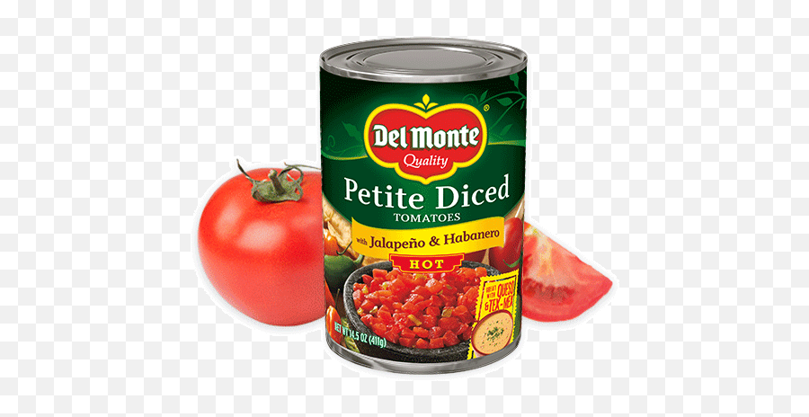 Petite Cut Diced Tomatoes With Zesty Jalapeños Del Monte - Diced Tomatoes With Jalapenos Png,Jalapeno Png
