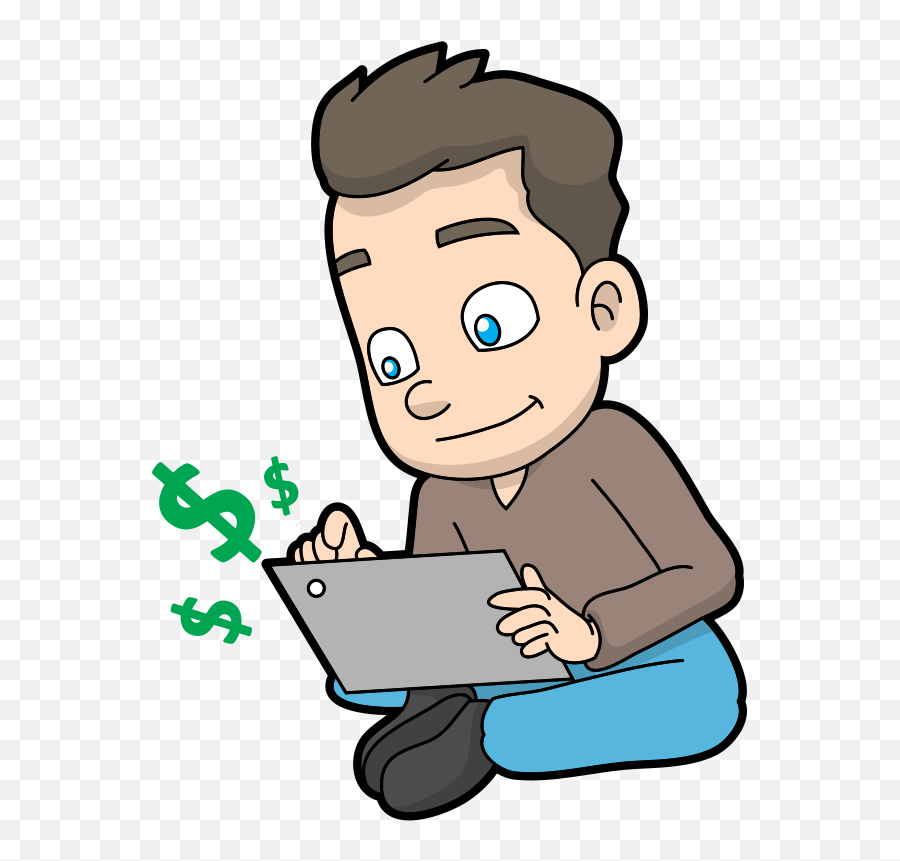 Cartoon Guy Making Money Online - Make Money Online Cartoon Png,Cartoon Money Png