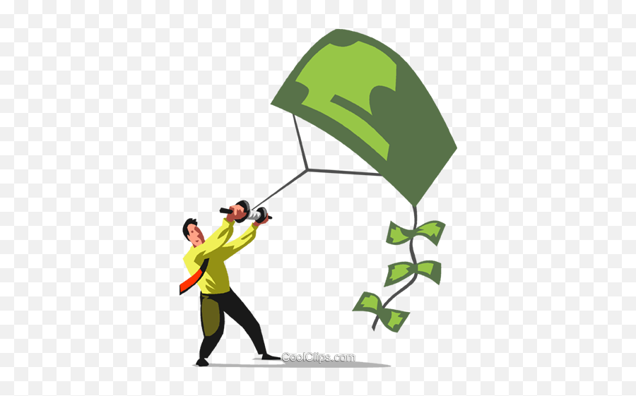 Businessman Flying A Money Kite Royalty Free Vector Clip Art - Toy Parachute Png,Flying Money Png