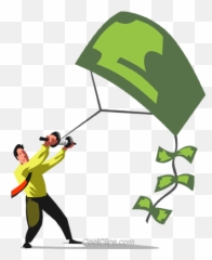 Businessman Flying Money Kite Royalty Free Vector Clip Art - Toy Parachute png