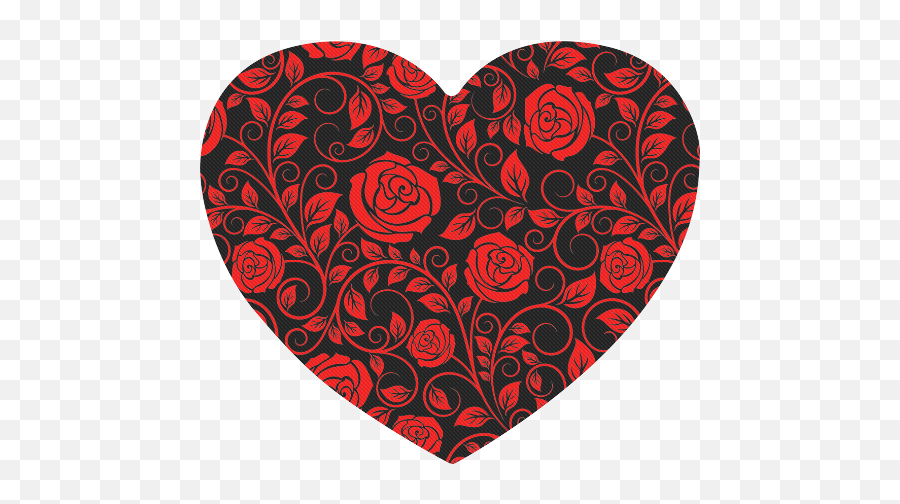 Red Floral Roses With Scrolls And Leaves - Shaped Mousepad Id D536392 Tapeta Wzór Róe Png,Black Heart Transparent Background