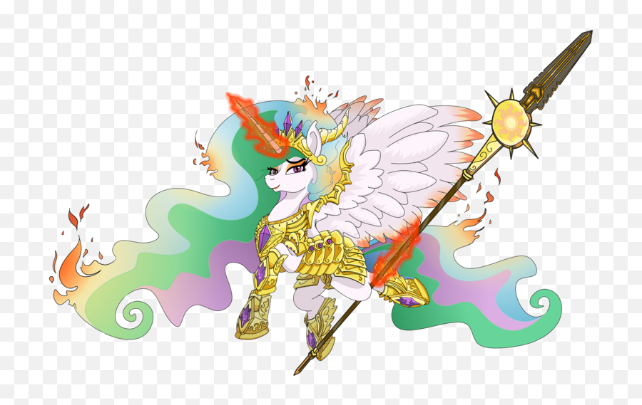 1567426 - Alicorn Armor Artistghouleh Crown Flaming Mythical Creature Png,Spear Transparent Background