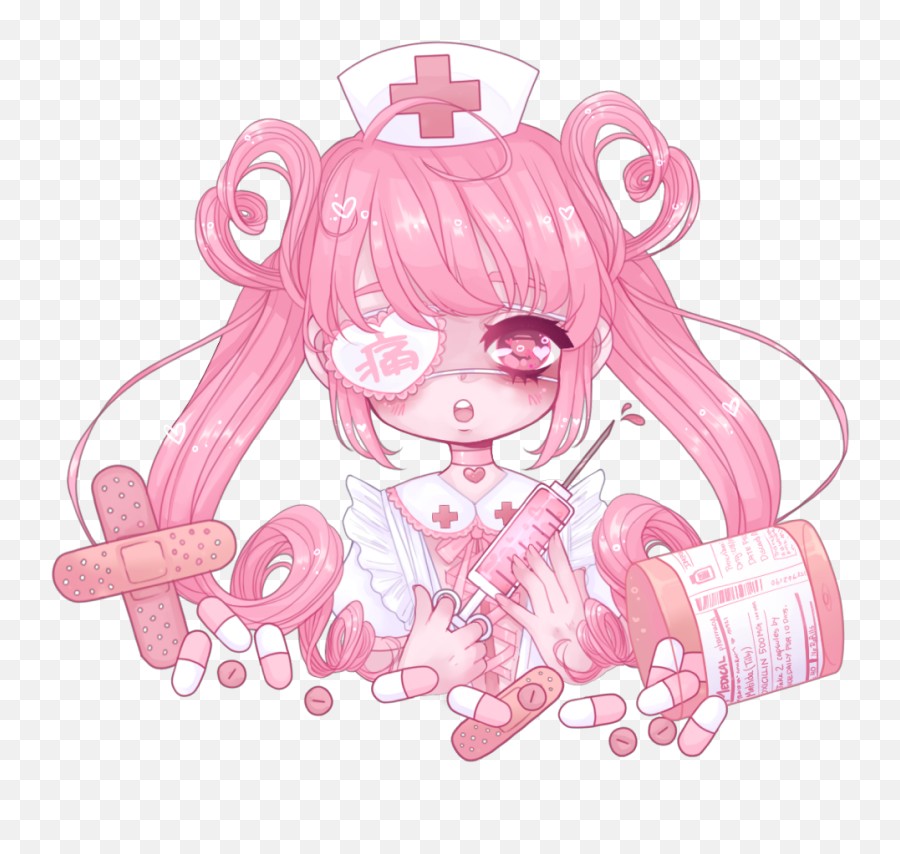 Download Syringe Pills Nurse Medical Eyepatch - Yami Kawaii Stickers Png,Eyepatch Png