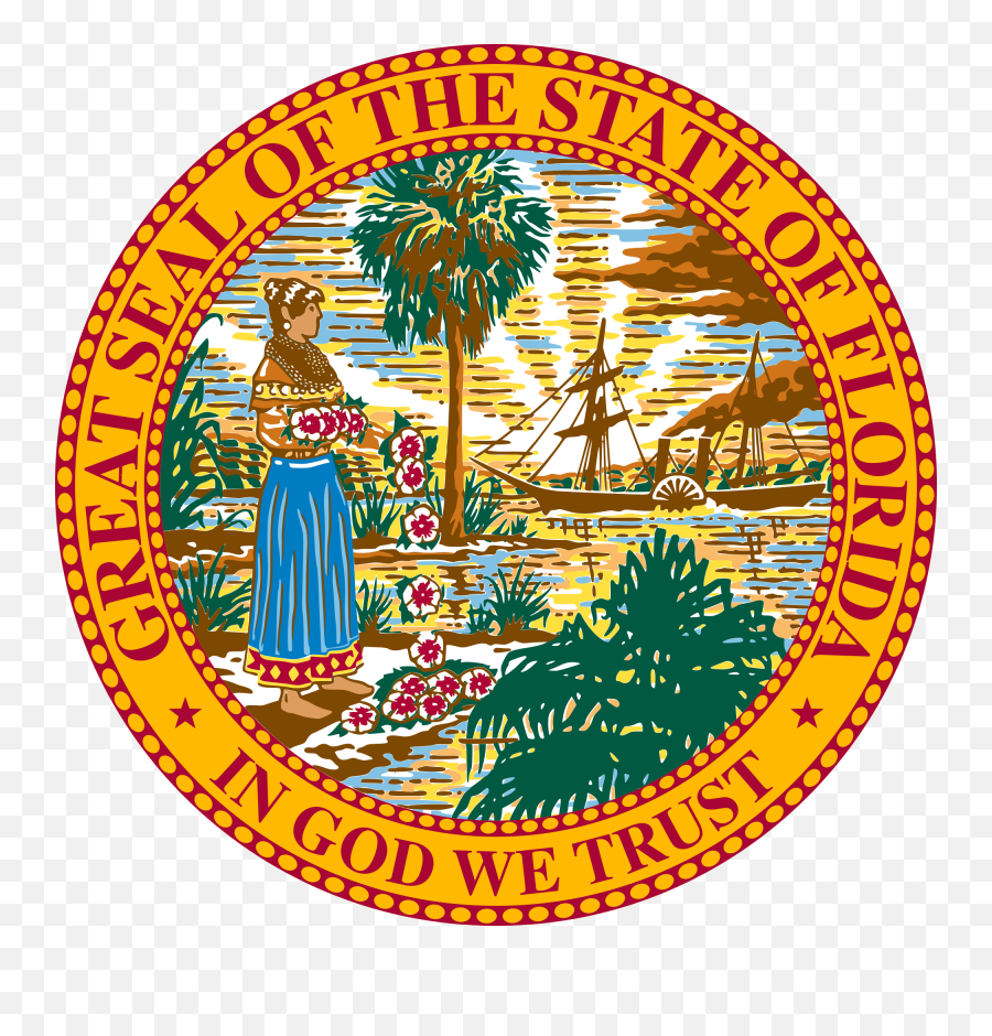 Seal Of Florida Svg Vector Clip Art - Svg Florida State Flag Seal Png,Florida Outline Png