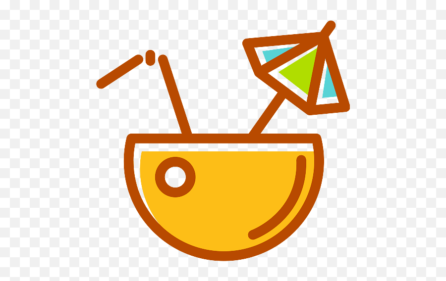 Cocktail In Coconut With Small Umbrella Icon Transparent Png - Cocktail,Umbrella Icon Png