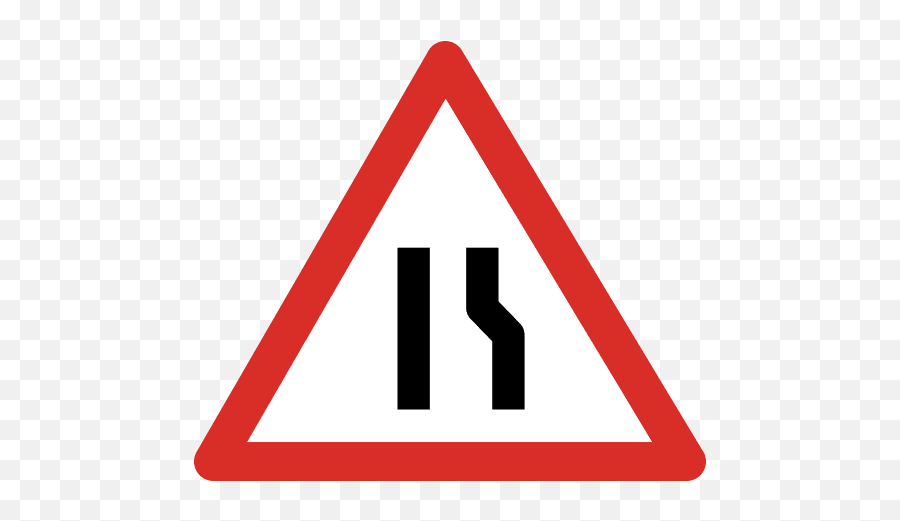 Left Lane Ends Sign Icon Png And Svg Vector Free Download - Narrow Road Ahead Sign Png,Car Icon Meanings