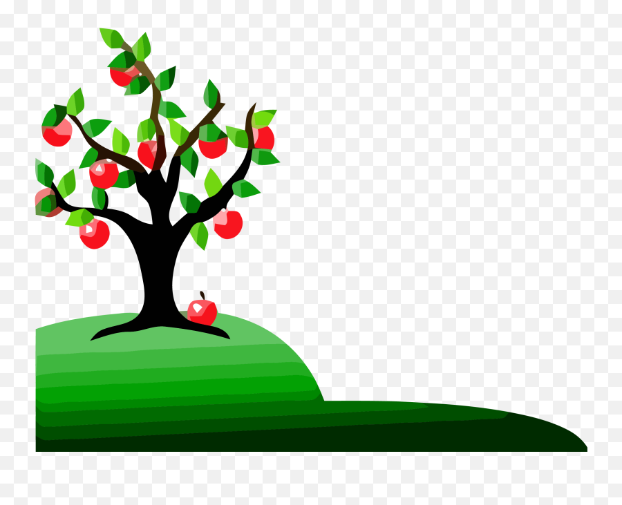 Black And White Apple Tree Clipart - Clipart Apple Trees Background Png,Hill Png