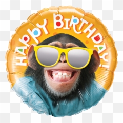 Grinning Monkey Happy Birthday Balloon - png