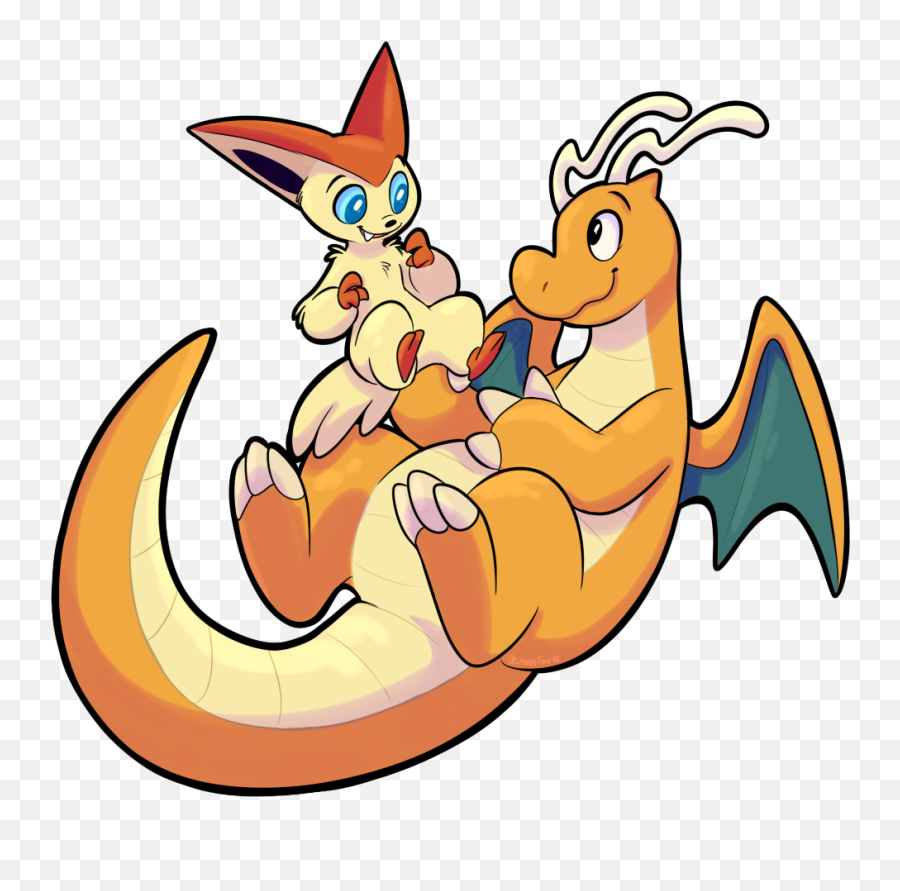 Victini Dragonite Sticker - Dragonite Stickers Png,Dragonite Png