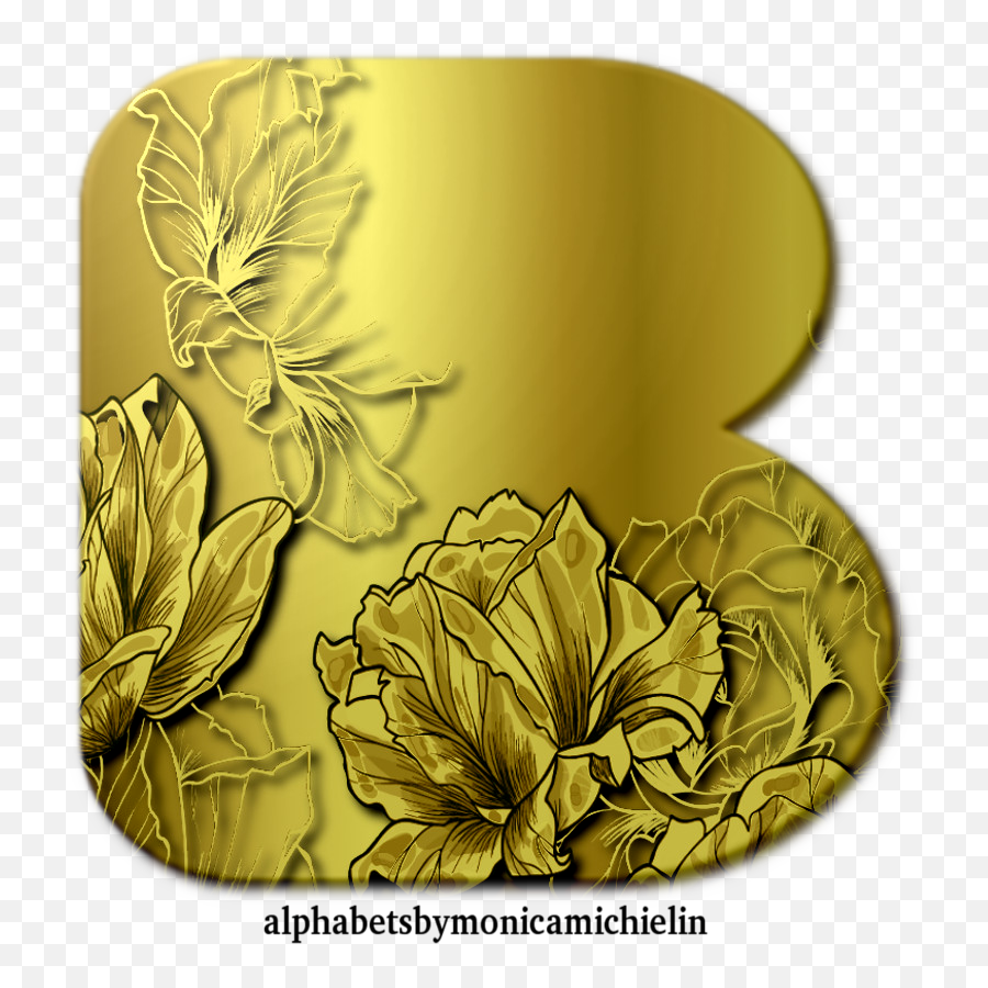 Monica Michielin Alfabetos Golden Flowers Texture Alphabet - Floral Design Png,Gold Flowers Png