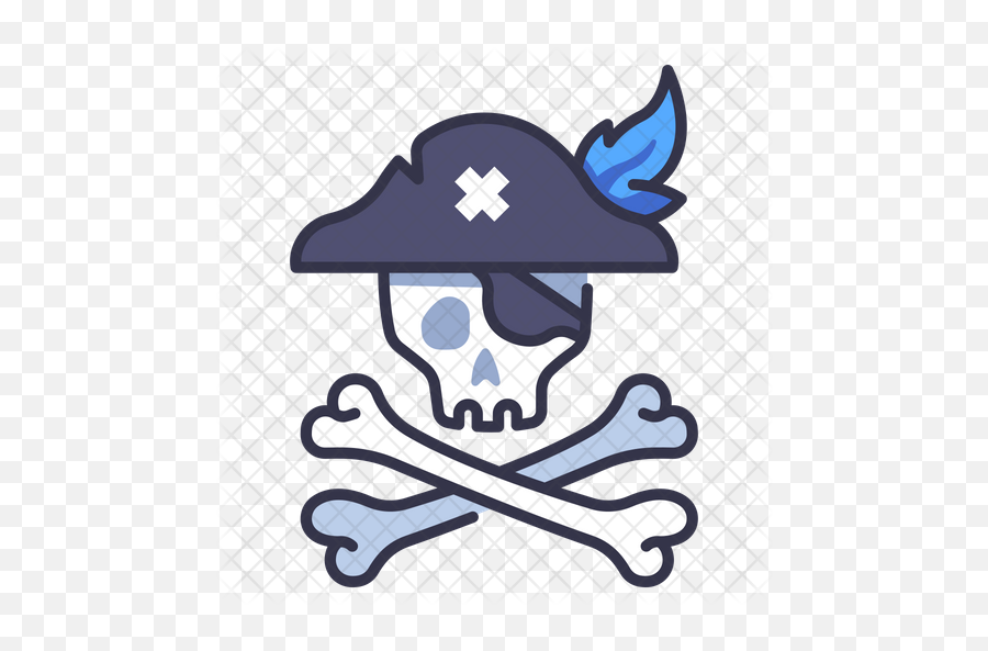 Pirate Skull Icon Of Colored Outline - Calavera Con Huesos Cruzados Png,Pirate Skull Png