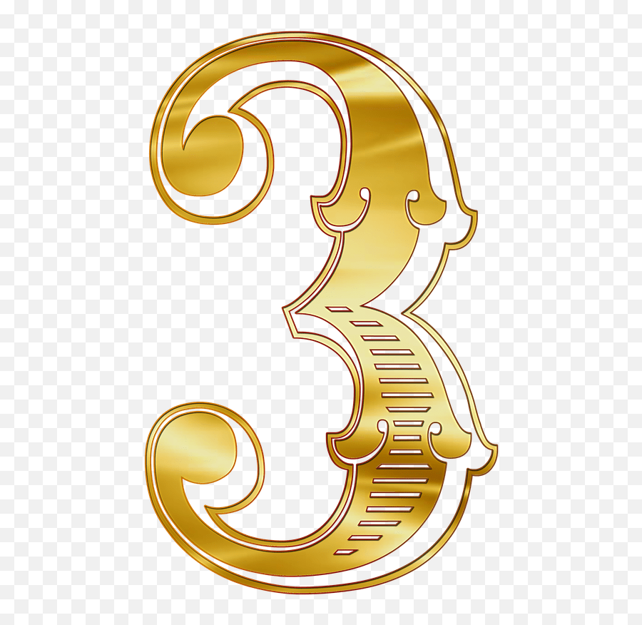 Number 3 Guilded Transparent Png - Numerical Digit,Numero 3 Png