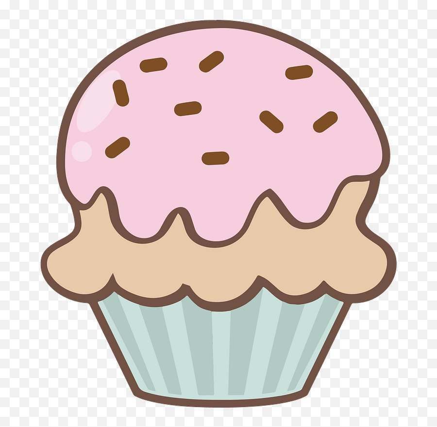 Cupcake With Pink Frosting And Sprinkles Clipart Free Png Transparent