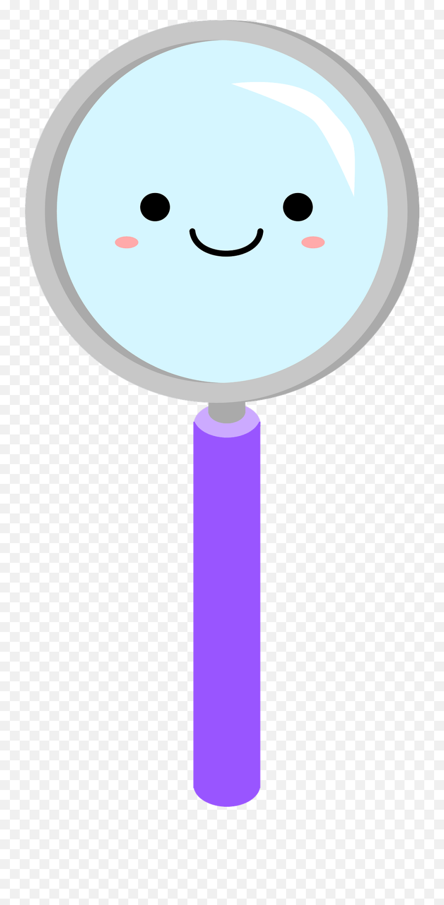 Cute Magnifying Glass Purple Handle Face In The - Magnifying Glass Smiley Face Png,Magnifying Glass Clipart Transparent