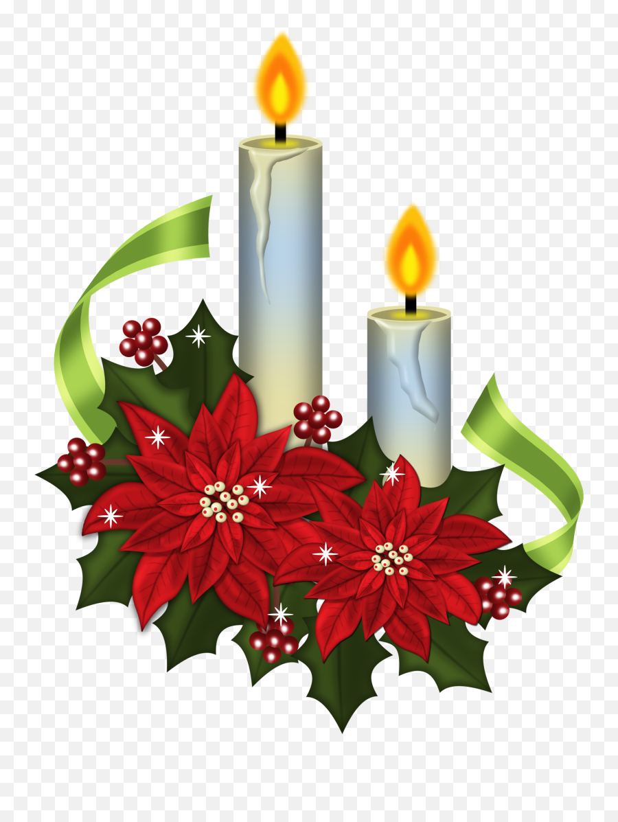 Poinsettias Clipart Candlestick - Clipart Candle Blue Christmas Png,Candlestick Png