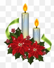 Poinsettias Clipart Candlestick - Clipart Candle Blue Christmas png