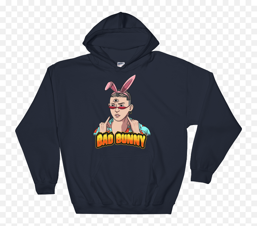 Bad Bunny With Ears Hoodie - Black Wolf Howling Hoodie Png,Bunny Ears Transparent