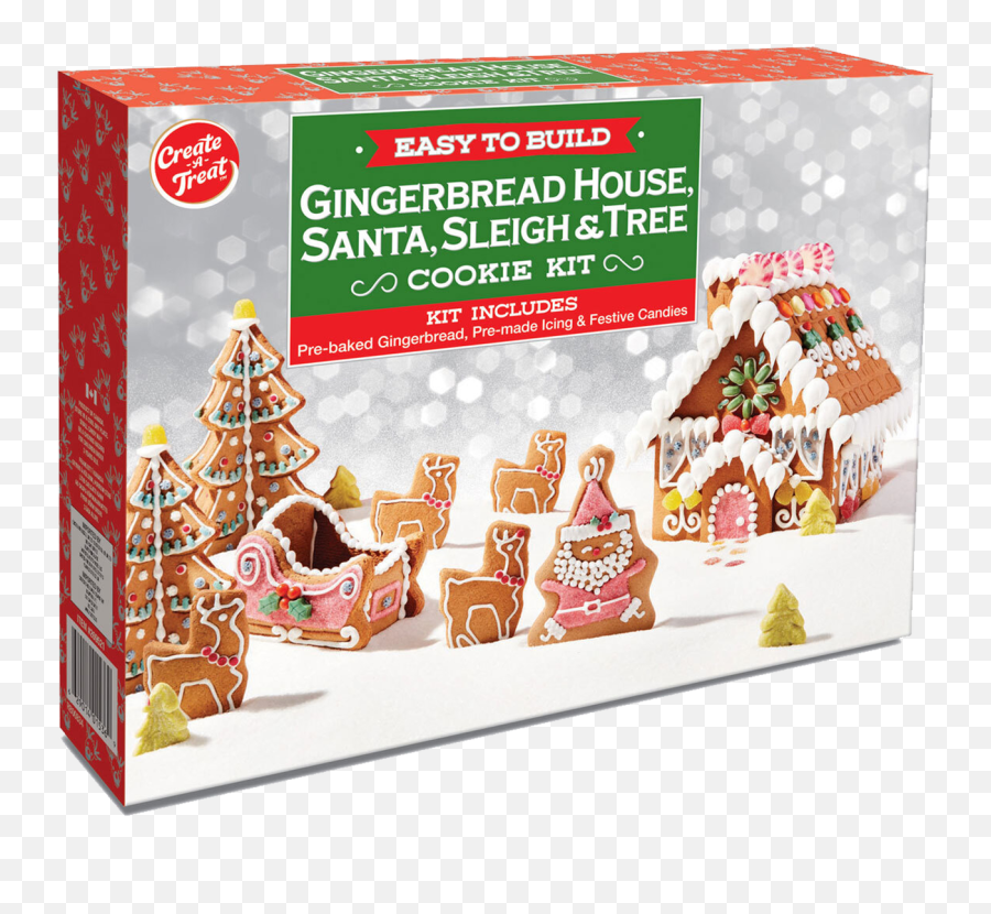 Gingerbread House Santa Sleigh And Tree Cookie Kit 1667g - Gingerbread House Santa Sleigh And Tree Cookie Kit Homemade Png,Gingerbread House Icon