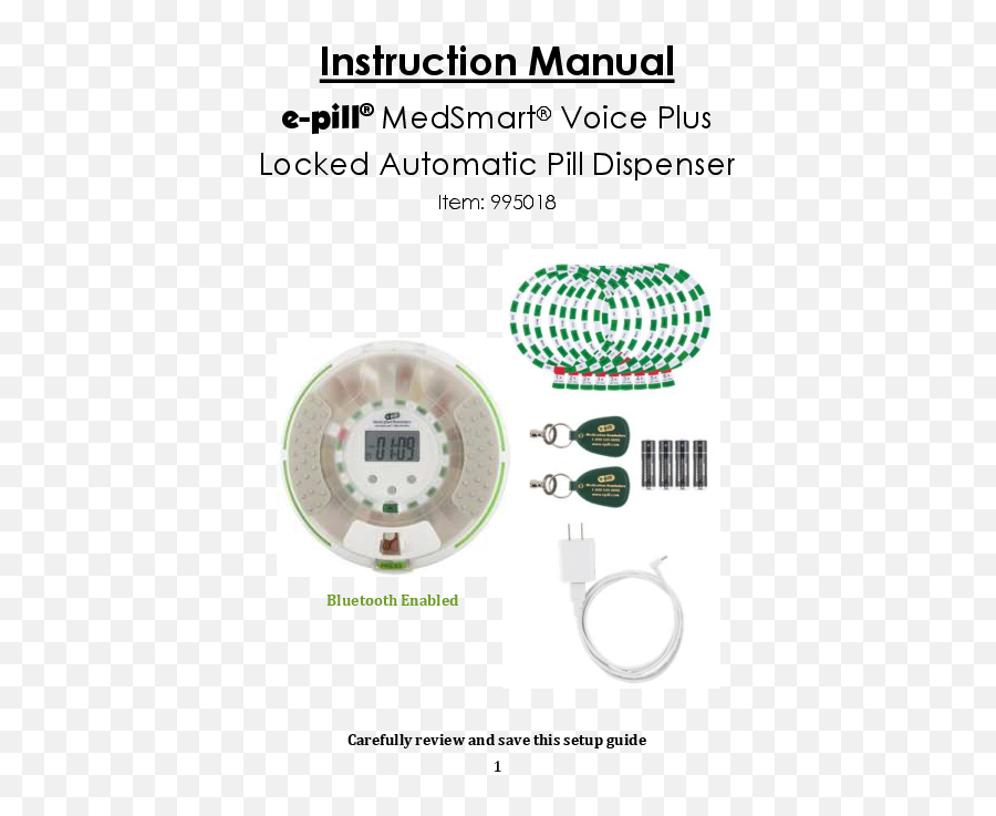 E - Pill 995018 Locked Automatic Pill Dispenser User Guide Dot Png,Fallout 4 Pill Icon Bottom Right