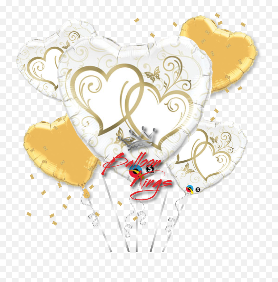 Entwined Gold Hearts Bouquet Png