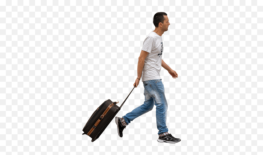 White Tee Shirt Slick Hair Pulling - Person With Suitcase Png,Luggage Png