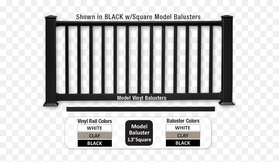 Black Vinyl Deck Porch Railing - Pvc Black Vinyl Handrail Png,Railing Png