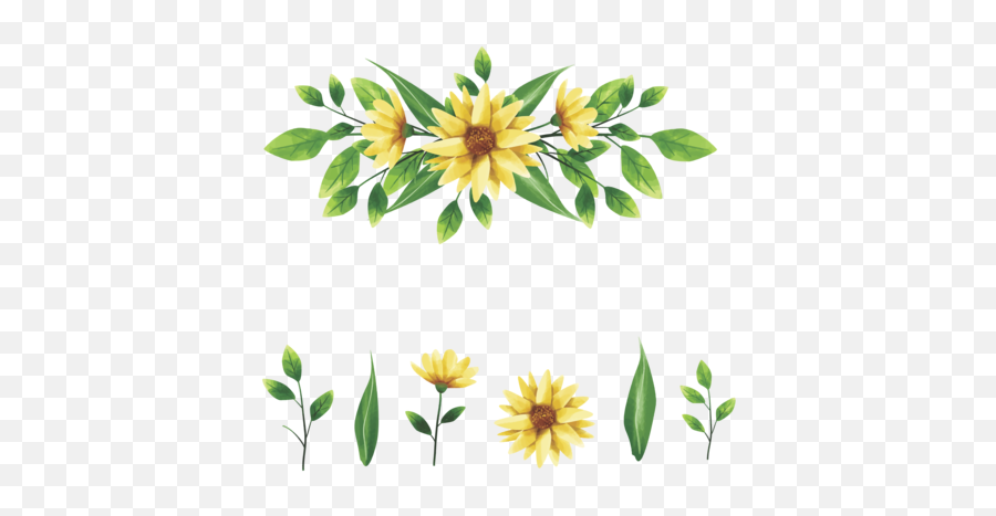 Yellow Floral Arrangement Wreath And Leaf Style Watercolor - Manchas De Acuarela Png Amarilla,Leaf Wreath Png