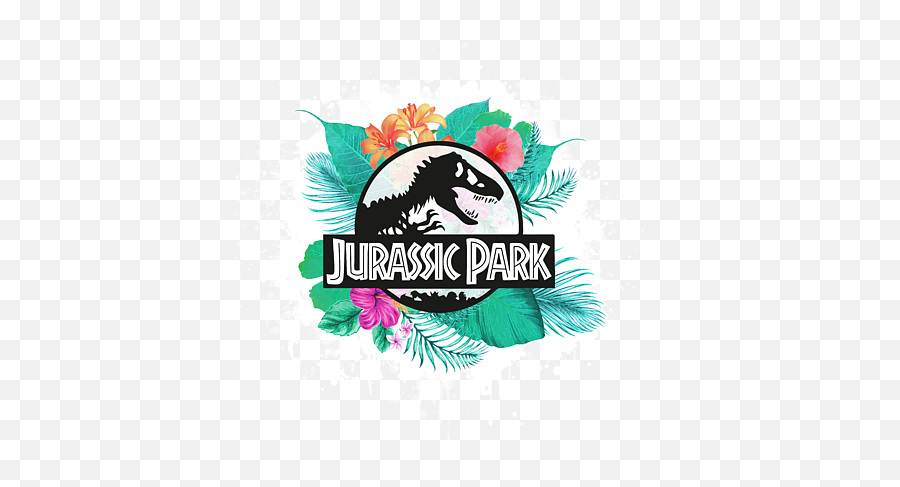 Jurassic Park Logo With Tropical Flowers Carry - All Pouch Jurassic Park Yellow Logo Png,Jurassic Park Transparent