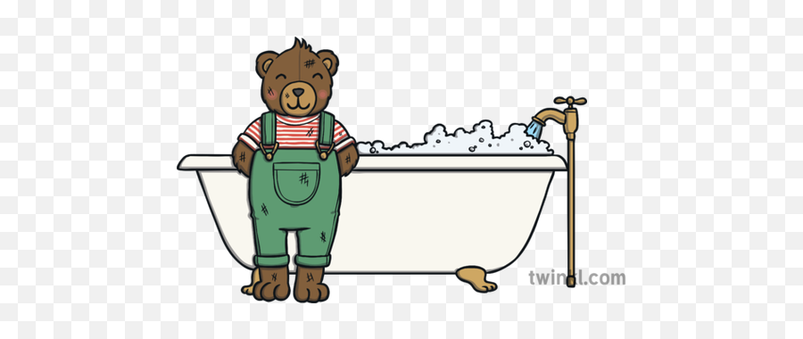 Bear And Bath Illustration - Twinkl Cartoon Png,Bath Png