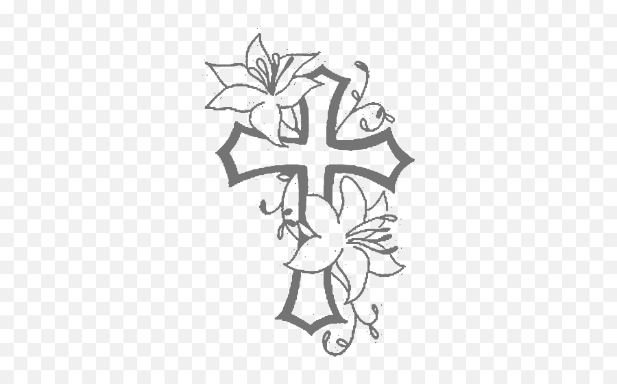 Jpg Black And White Anchor Clip Fancy - Cross And Flower Tattoos Png,White Cross Png