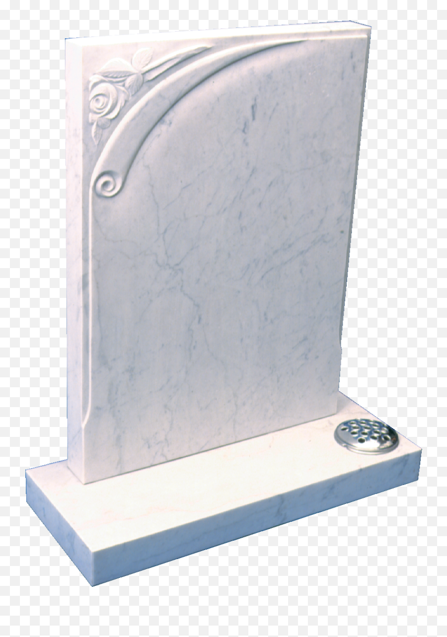 Marble Headstone - Carved Scroll And Rose Design Headstone Png,Headstone Png