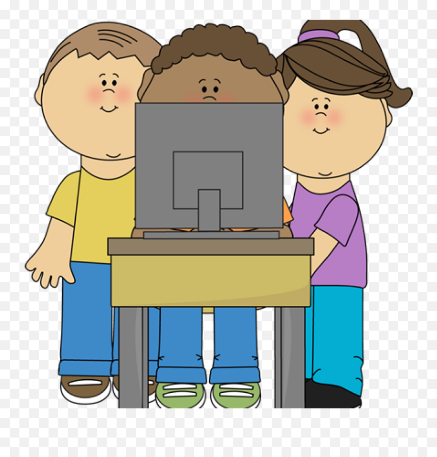 Download Hd School Computer Clipart - Computer Kid Clip Art Png,Computer Clipart Transparent