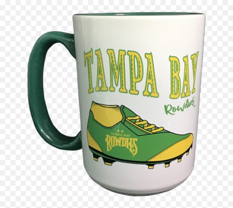 Tampa Bay Rowdies Ceramic Coffee Mug White With Logo And Soccer Shoe - Serveware Png,Coffee Cup Logo