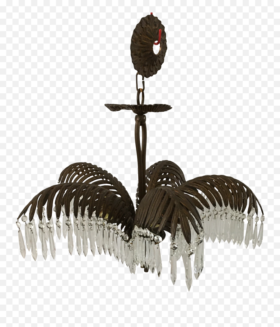 1940s French Art Deco Bronze Palm Frond Chandelier - Vertical Png,Palm Fronds Png