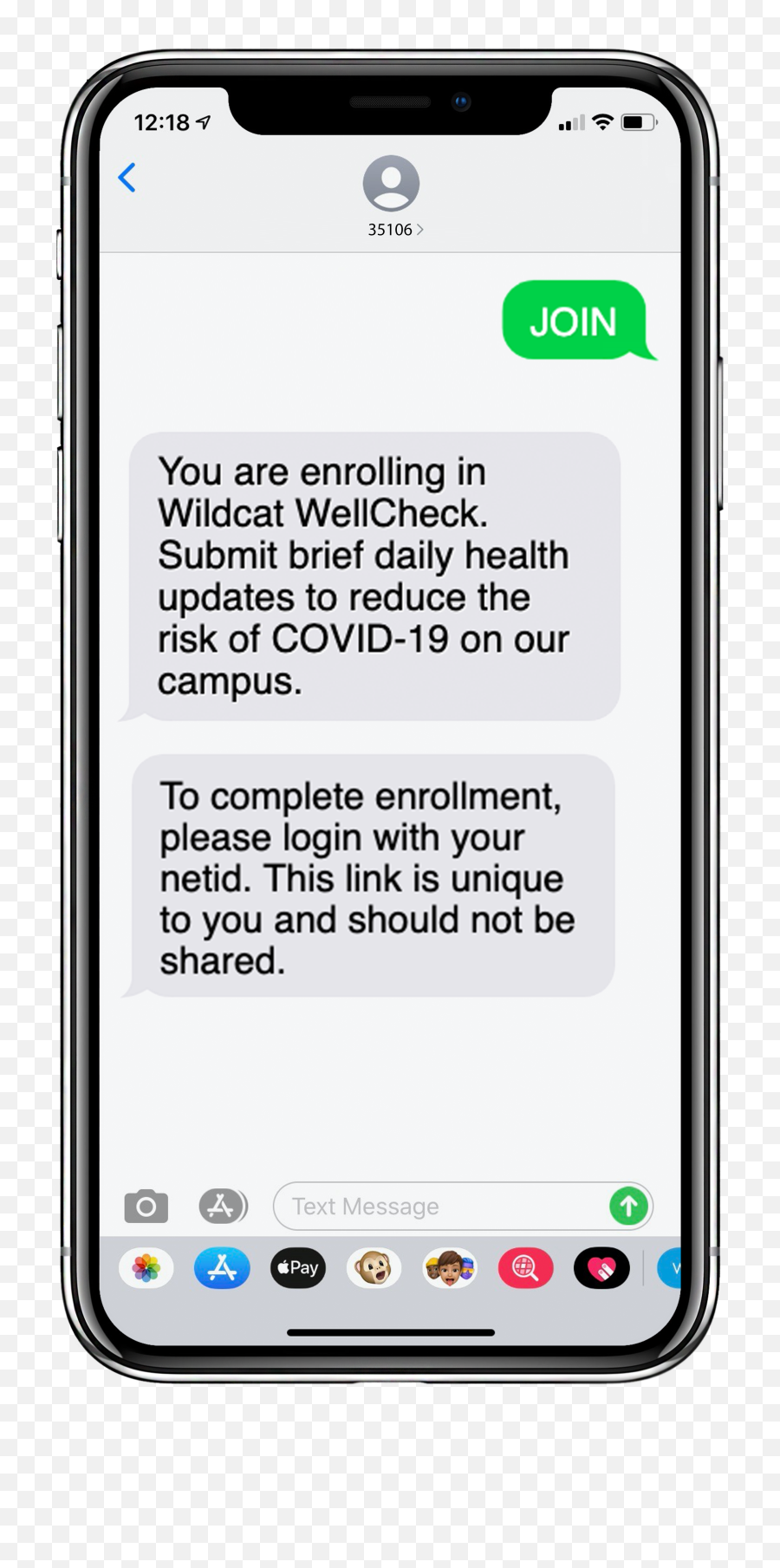 Text - Mockuppng Wildcat Wellcheck Text Message Appointment Reminders,Wildcat Png