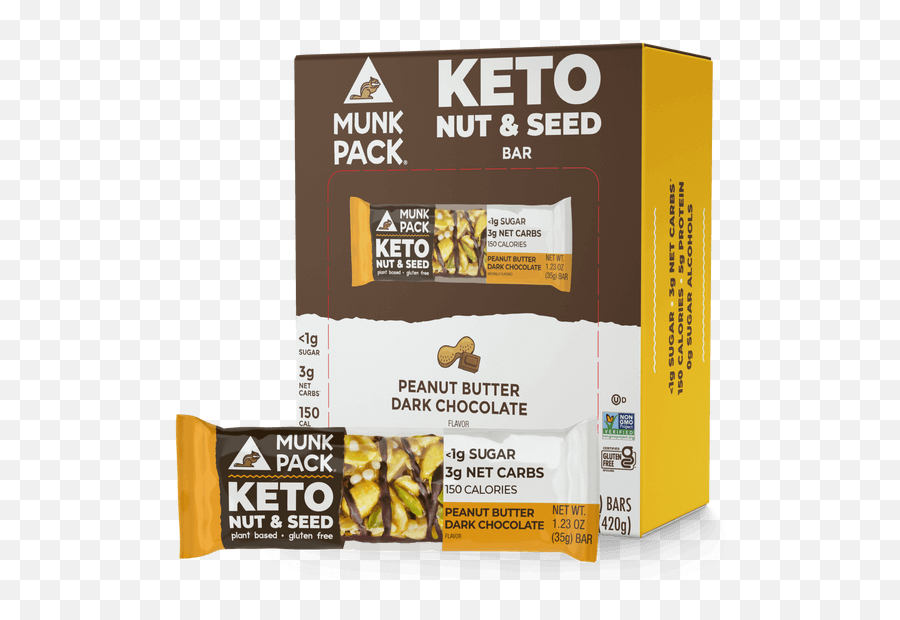 Peanut Butter Dark Chocolate Keto Nut U0026 Seed Bar 12 - Pack Munk Pack Caramel Sea Salt Png,3g Icon Arrows