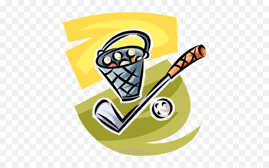 Golf Club And Bucket Of Balls Royalty Free Vector Clip Art - Bucket Of Golf Balls Clip Art Png,Golf Ball Transparent Background