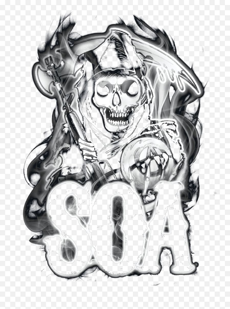 Download Sons Of Anarchy Smoky Reaper Menu0027s Ringer T - Shirt Sons Of Anarchy Drawn Png,Smoky Background Png