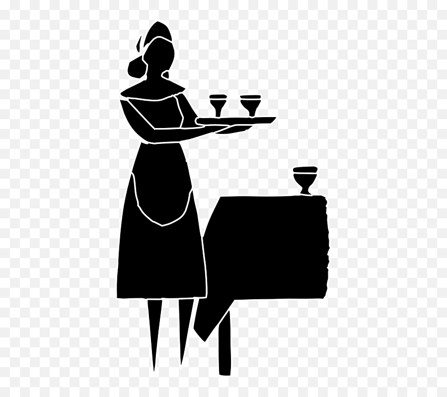 Black Clip Library Funny Png Files - Servant Black And White,Waitress Png