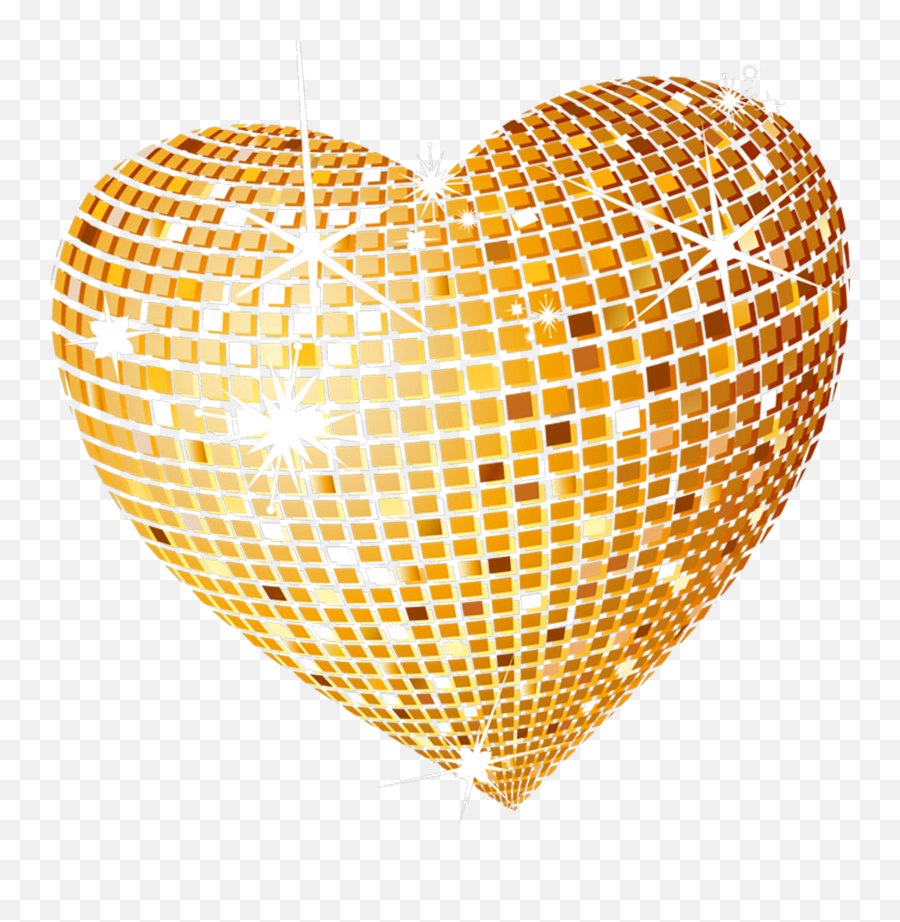 Gold Disco Heart Png Clipart Picture Free Download - Gold Heart Transparent Background,Orange Heart Png